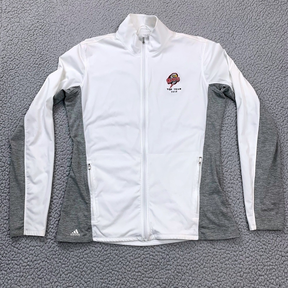 Adidas Jacket Womens M White ClimaStorm SUU Top Team 2014 Full Zip Windbreaker